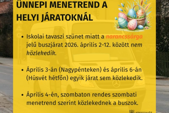 ÜNNEPI MENETREND A HELYI JÁRATOKNÁL A NARANCS színű járat 2025. december 22. és 2026. január 4. között tanítási szünet miatt nem közlekedik. A KÉK és ZÖLD színű járat december 22-23. munkanap dece (2)
